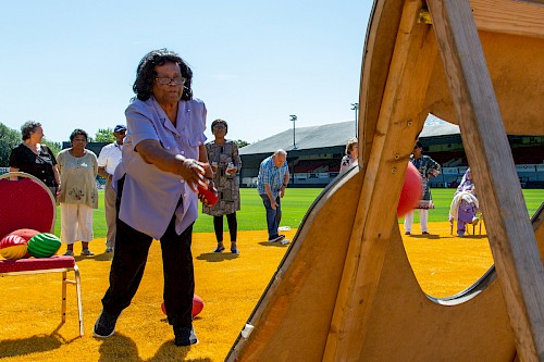 Welsh activity group guest playing a ball game